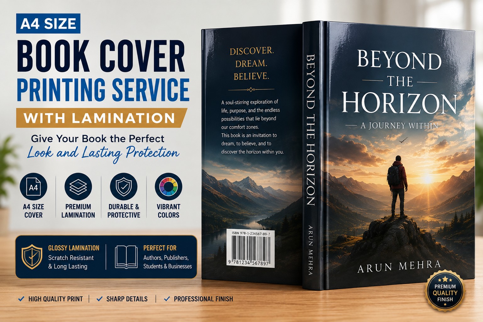 A4 Book Cover Printing with Lamination | Custom Printed Book Covers | Glossy Laminated Cover for Books, Novels, Projects & Publications