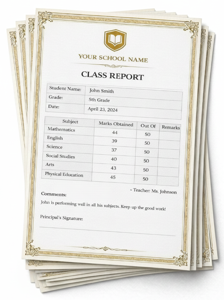Student Report Card & Mark Sheet Printing