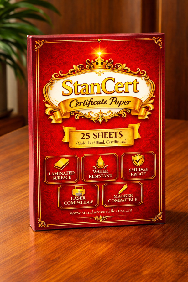 StanCert Premium Golden Leaf Blank Certificates